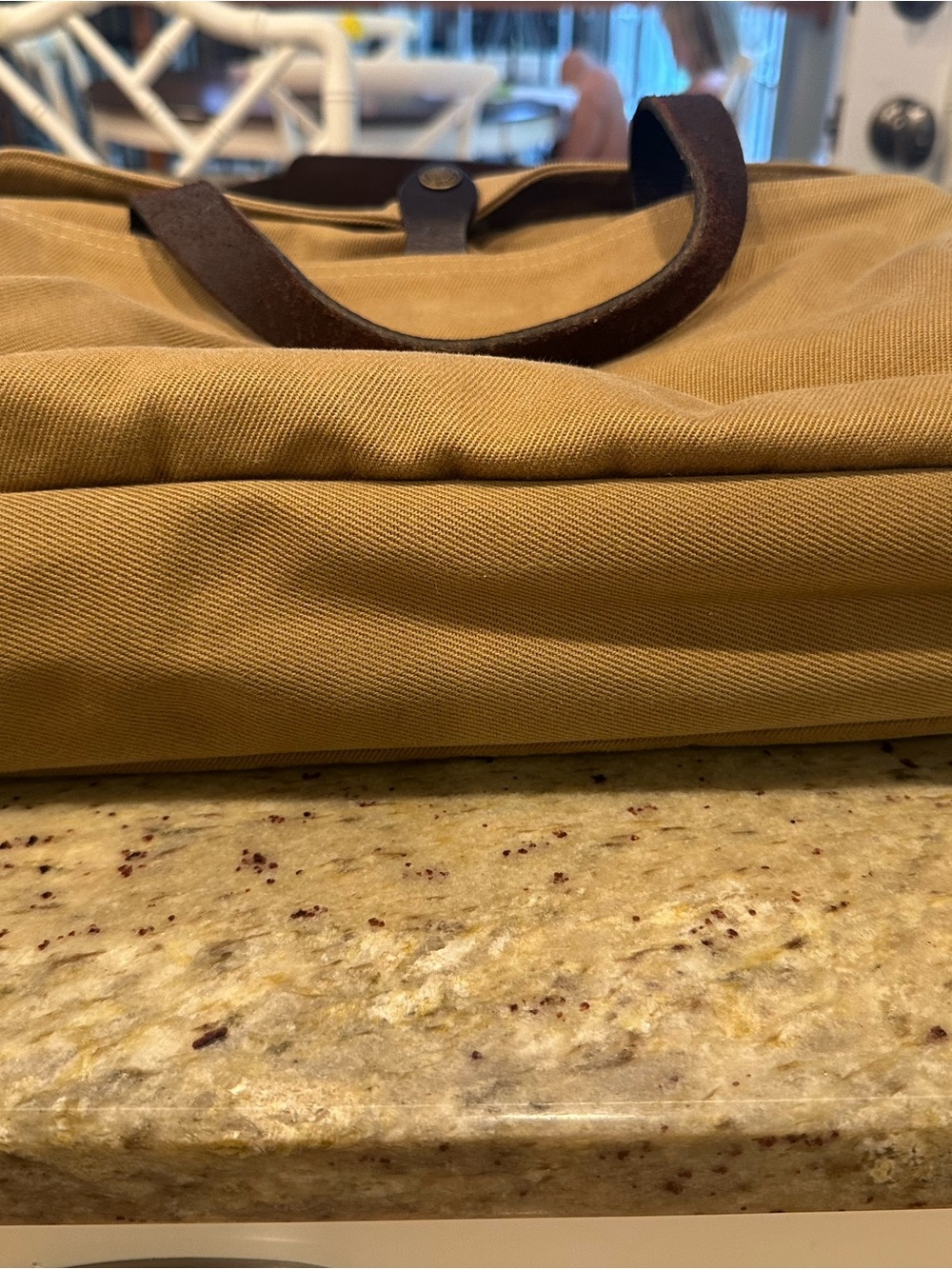 Filson Tan Canvas Briefcase with Brown Leather Trim - Picture 3 of 10